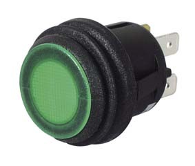 Switch Push/Push Green LED 12/24 volt Cd1