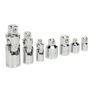 Sealey AK2737 7pc 1/4", 3/8" & 1/2"Sq Drive Universal Joint & Socket Adaptor Set