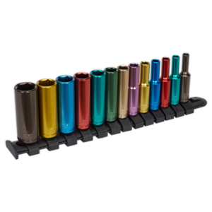 Sealey AK2872D 13pc 1/4"Sq Drive Deep Multi-Coloured Socket Set