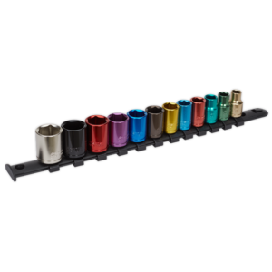 Sealey AK2873 12pc 3/8"Sq Drive Multi-Coloured Socket Set